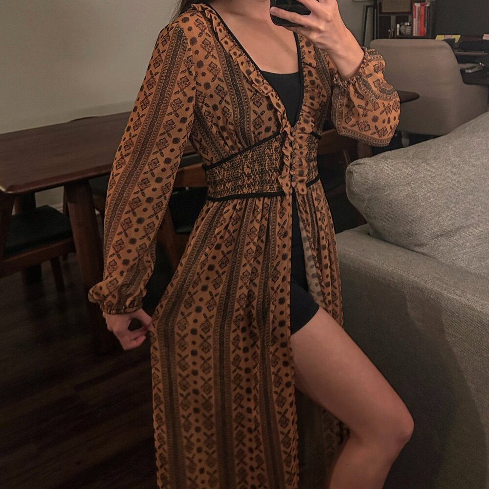 Moon River Printed Sheer Maxi Cover Up - Small